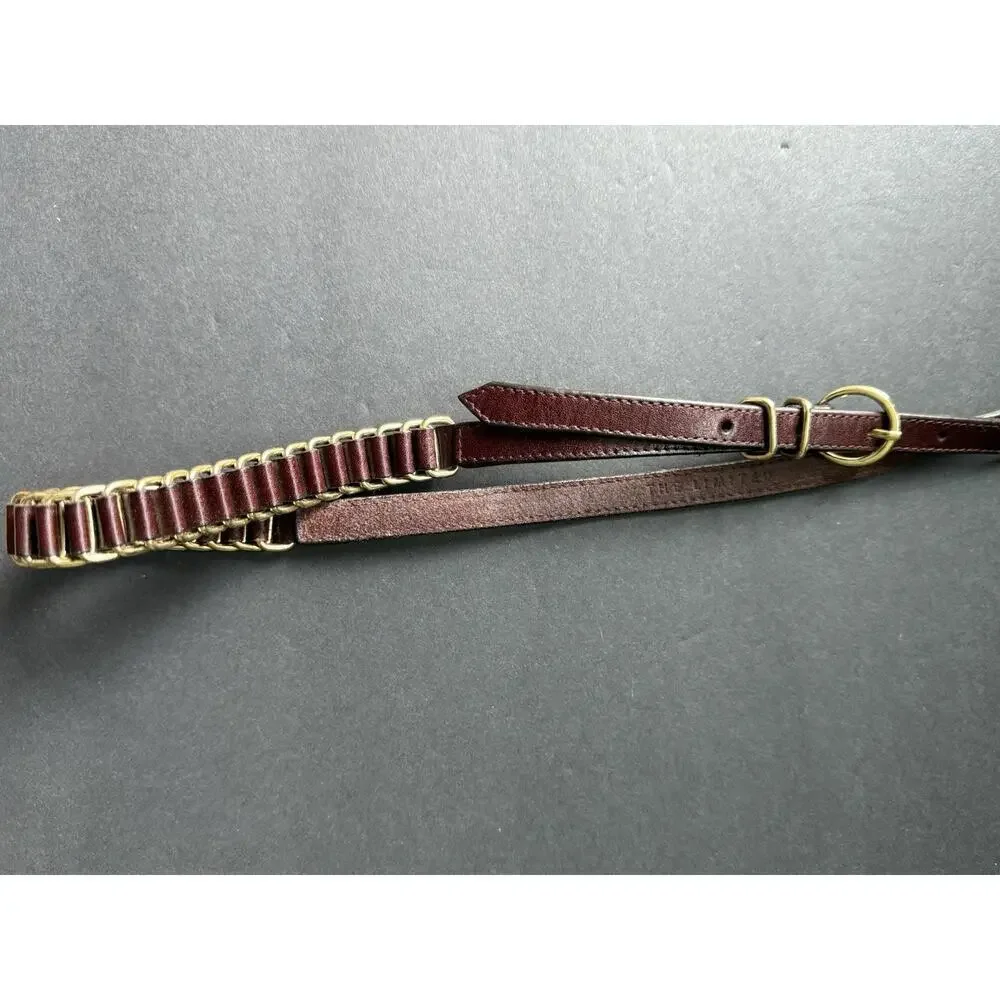 The Limited Belt Womens Large Vintage Skinny Leather Chain Brown Gold Y2K 80s
